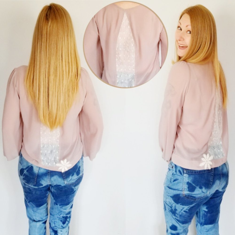 Refashioned Semi-Sheer Peter Pan Collar Top